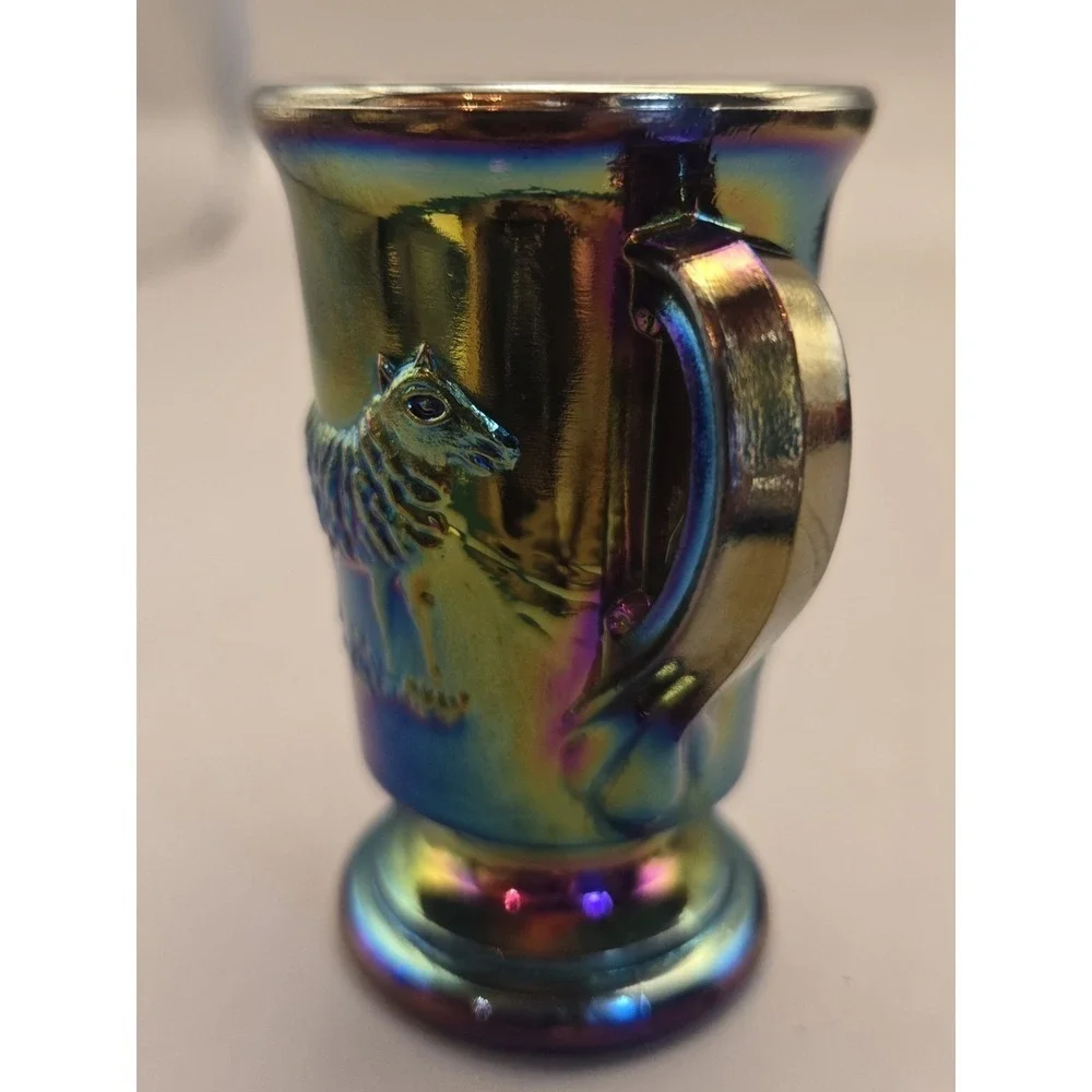 Vintage Sugar Bowl Sheep Miniature Lenox Imperial Iridescent Carnival Glass